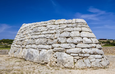 Naveta des Tudons ossuary at Menorca island, Spain.