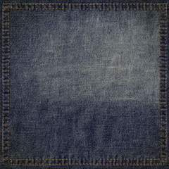 Blue jeans grunge background with stitched frame - 53964769