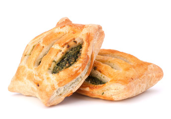 Puff pastry bun isolated on white background.