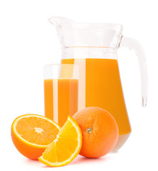 Orange fruit juice in glass jug