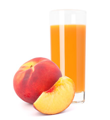 Peach fruit juice in glass