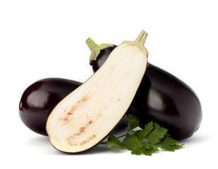 eggplant or aubergine and parsley leaf