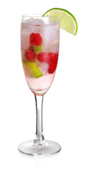 cocktail with fresh raspberry  and lime