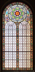 Stained glass in synagogue