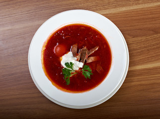ukrainian and russian red-beet soup (borscht)