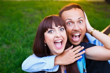 Fototapeta premium Happy smiling couple outdoors