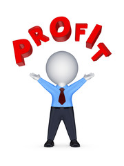 Happy 3d person and word PROFIT.