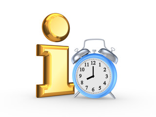 Symbol of Info and blue watch.