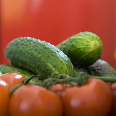 Tomatoes and cucumbers
