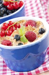 Breakfast with cereals and fresh berries
