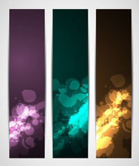 abstract dark colorful banners with splatters
