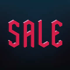 geometric sale text, 3d effect, vector