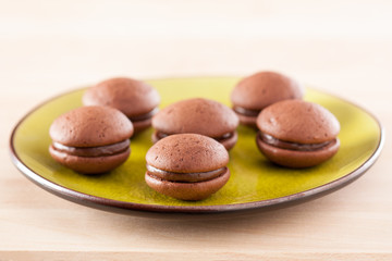 Chocolate whoopies on a dish