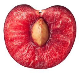 half of ripe, juicy cherry