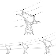 Set of power lines and electric pylons