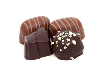 chocolate candies over white