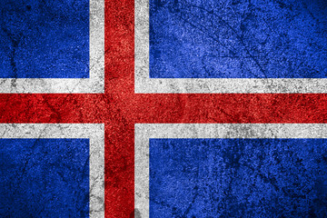 flag of Norway or Norwegian banner on rough metal background