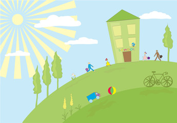 Fototapeta premium Back to school eco illustration