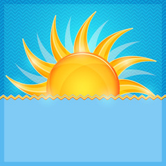 Card with Hot Orange Shiny Glowing Sun