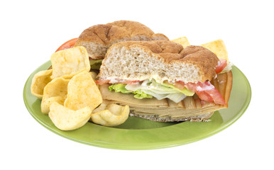 Tofu turkey sandwich with chips