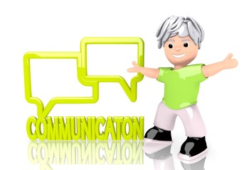 communication symbol  with cute 3d character