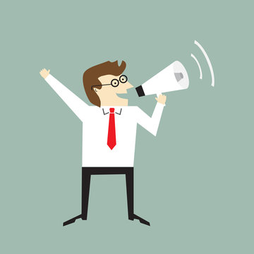 Businessman holding a megaphone.