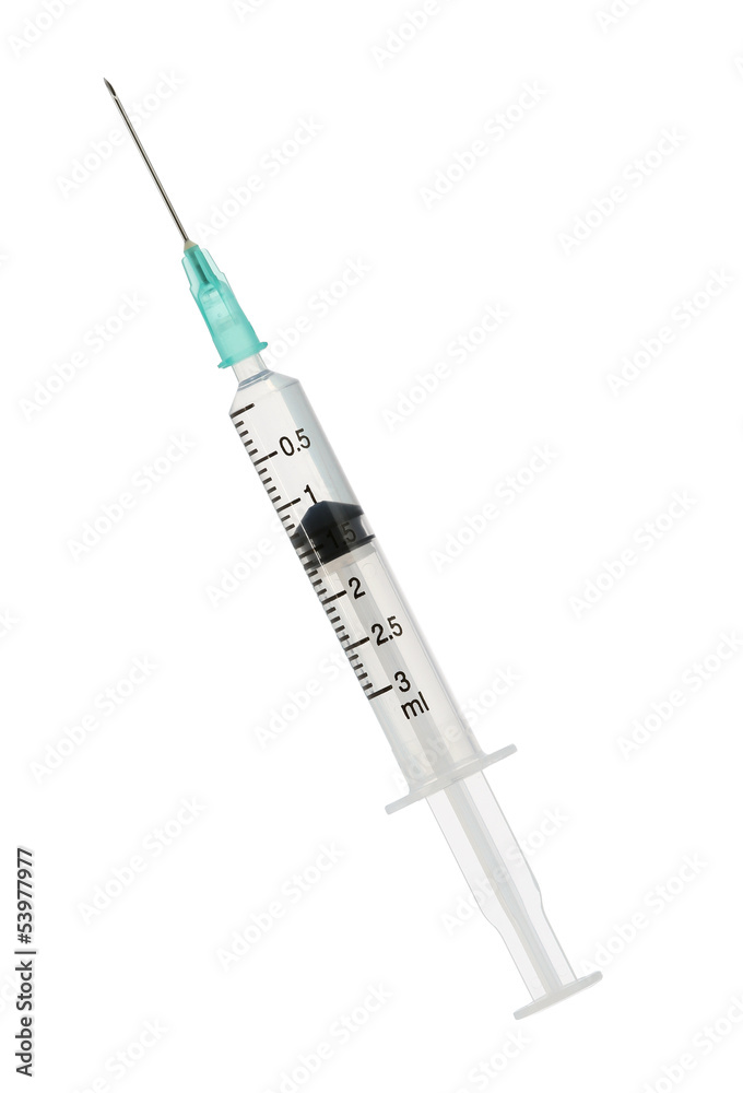 Wall mural syringe with vaccine isolated on white background