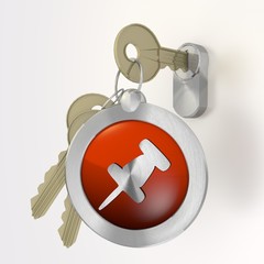 3d render of a female woman symbol  on a key