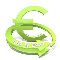 3d graphic of a financial Euro symbol  a 100 percent eco