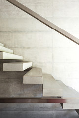 Modern villa, interior, view concrete staircase