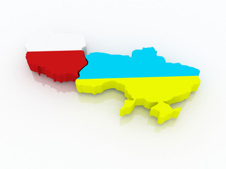 Map of Poland and Ukraine.