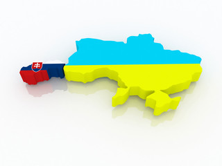 Map of Slovakia and Ukraine.