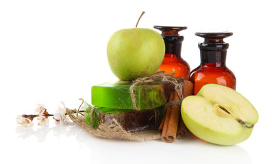 Hand made soap and ingredients for soap making, isolated
