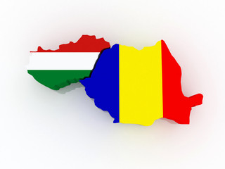 Map of Hungary and Romania.