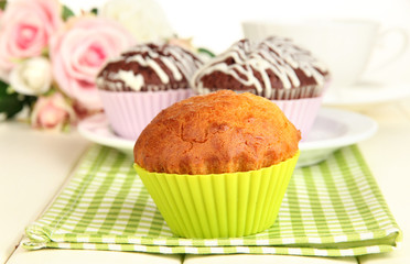 Sweet cupcakes close up
