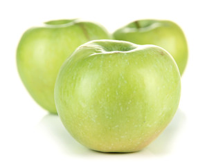 Juicy green apples, isolated on white