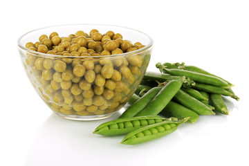 Green peas isolated on white