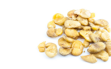 Salted Broad Beans on white background