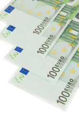 Euro banknotes isolated on white