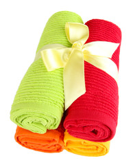 Colorful towels isolated on white