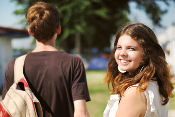 Fototapeta premium Happy smiling teenage girl portrait