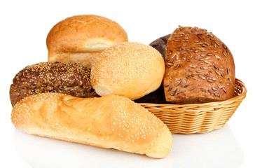 Variety of bread isolated on white