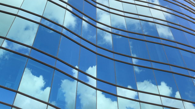 Office Tower Reflection. Time lapse.