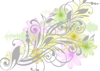 Abstract background with branches & flowers
