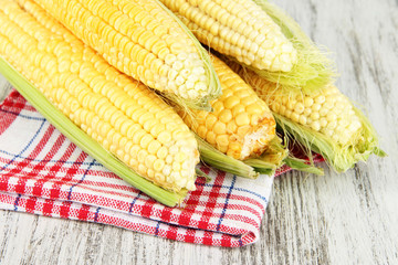 Fresh corn vegetable on wooden table