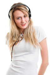 woman with headphone