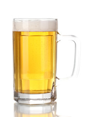 Glass of beer isolated on white.