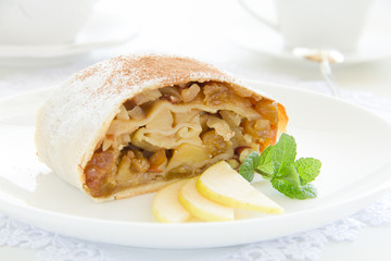 Viennese strudel with vanilla sauce.