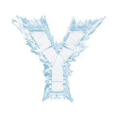 Ice crystal  font. Letter Y.Upper case.With clipping path