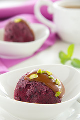 Homemade blueberry ice cream.